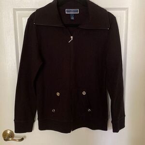 Karen Scott Sport Black Zip-up Jacket, Size Medium